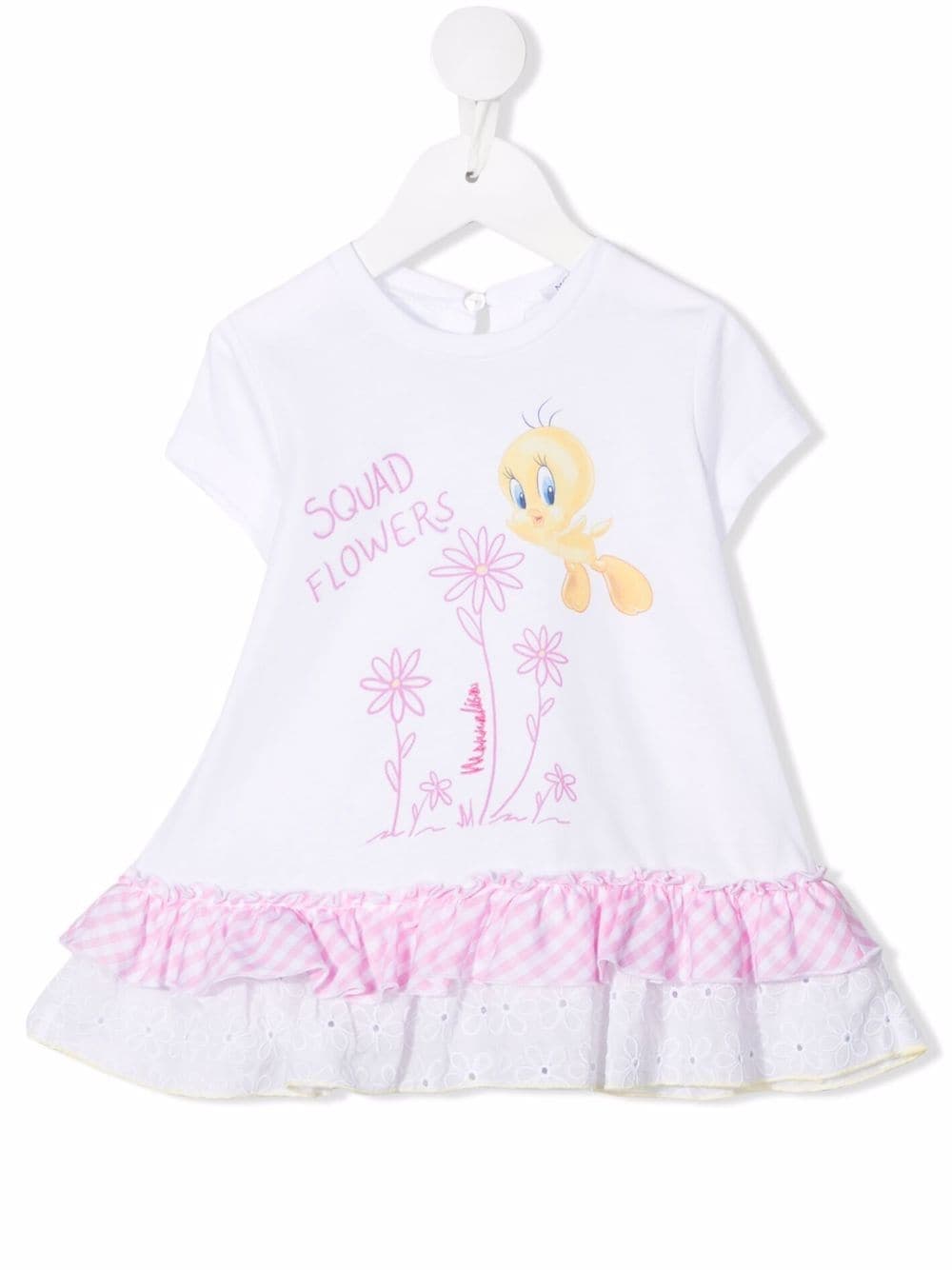 T-shirt baby con stampa al centro e dettagli con ruches