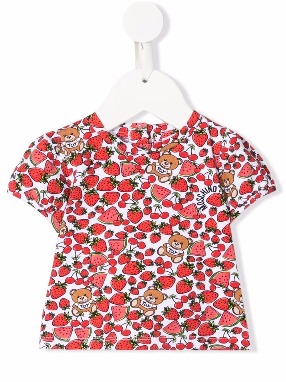 T-shirt baby con stampa fragole ed orsetto