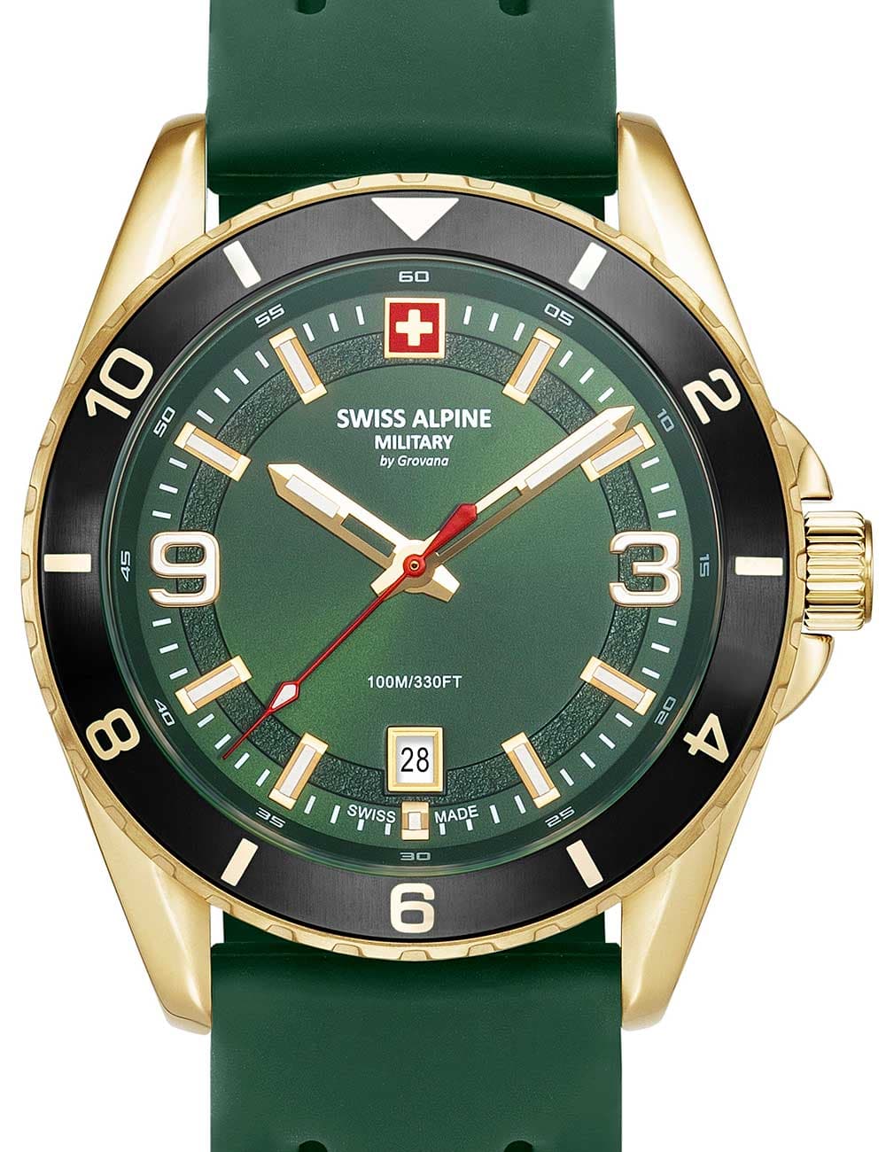 Swiss Alpine Military 7034.1818 Herrenuhr Sierra gold grün 42mm 10ATM