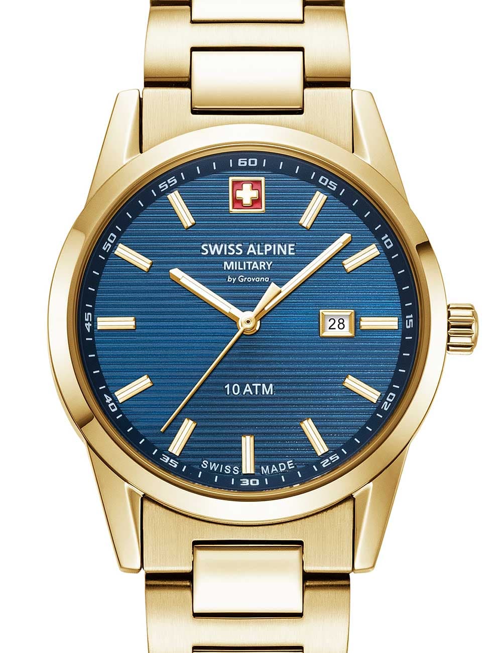 Swiss Alpine Military 7767.1115 Damenuhr Argos gold blau 34mm 10ATM