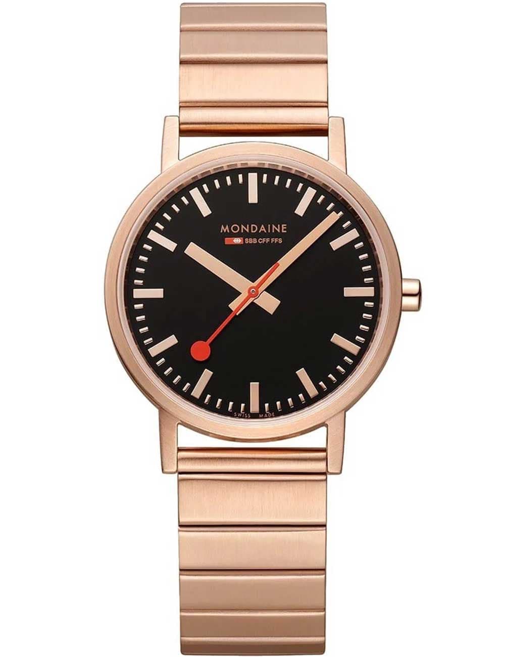 Mondaine A660.30314.16SBR Classic Schwarz und Rosé 36mm 3ATM