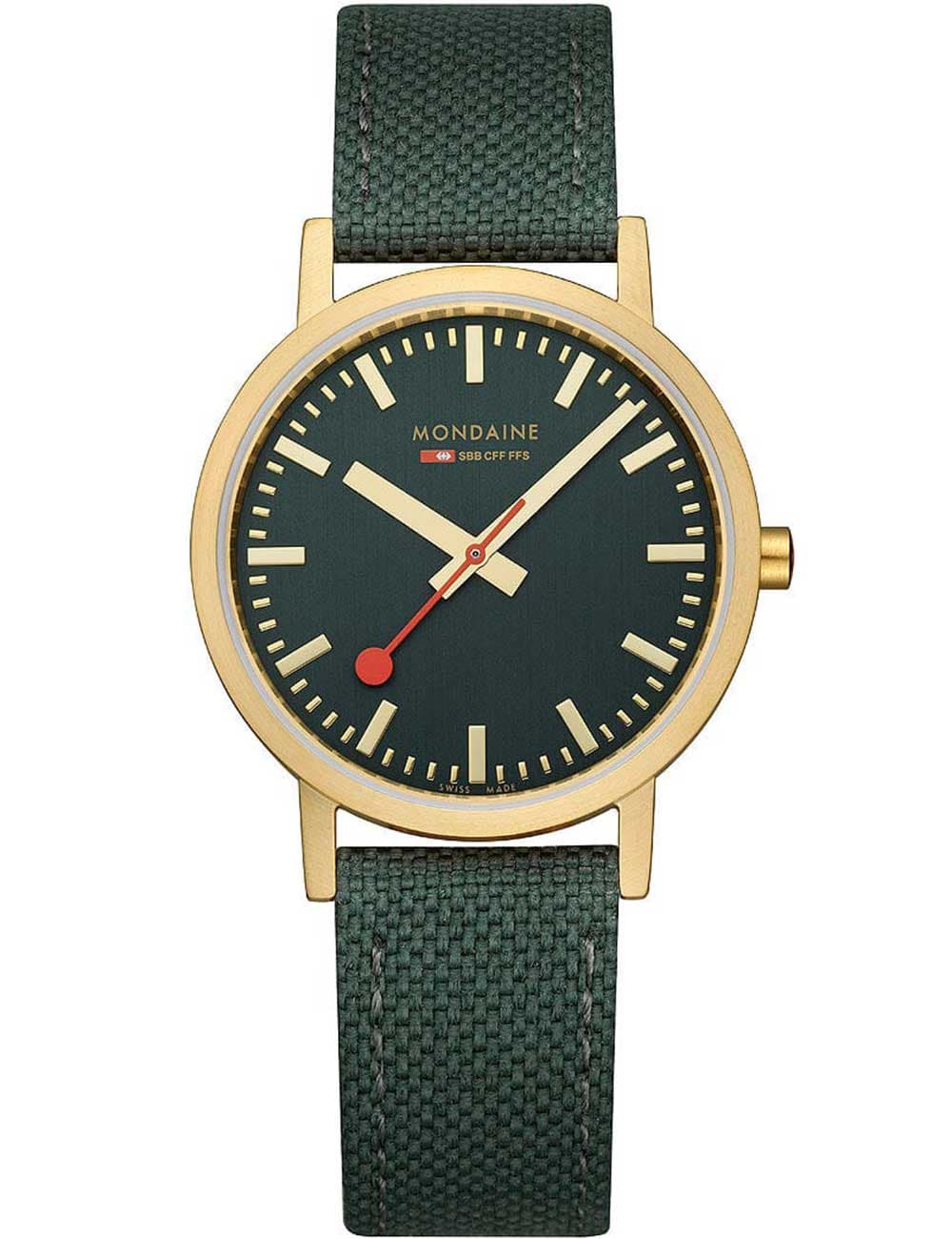 Mondaine A660.30314.60SBS Damenuhr Classic Grün und Gold 36mm 3ATM