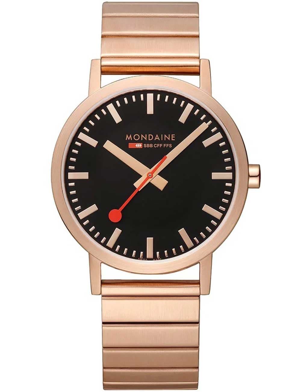 Mondaine A660.30360.16SBR Classic Schwarz und Rosé 40mm 3ATM