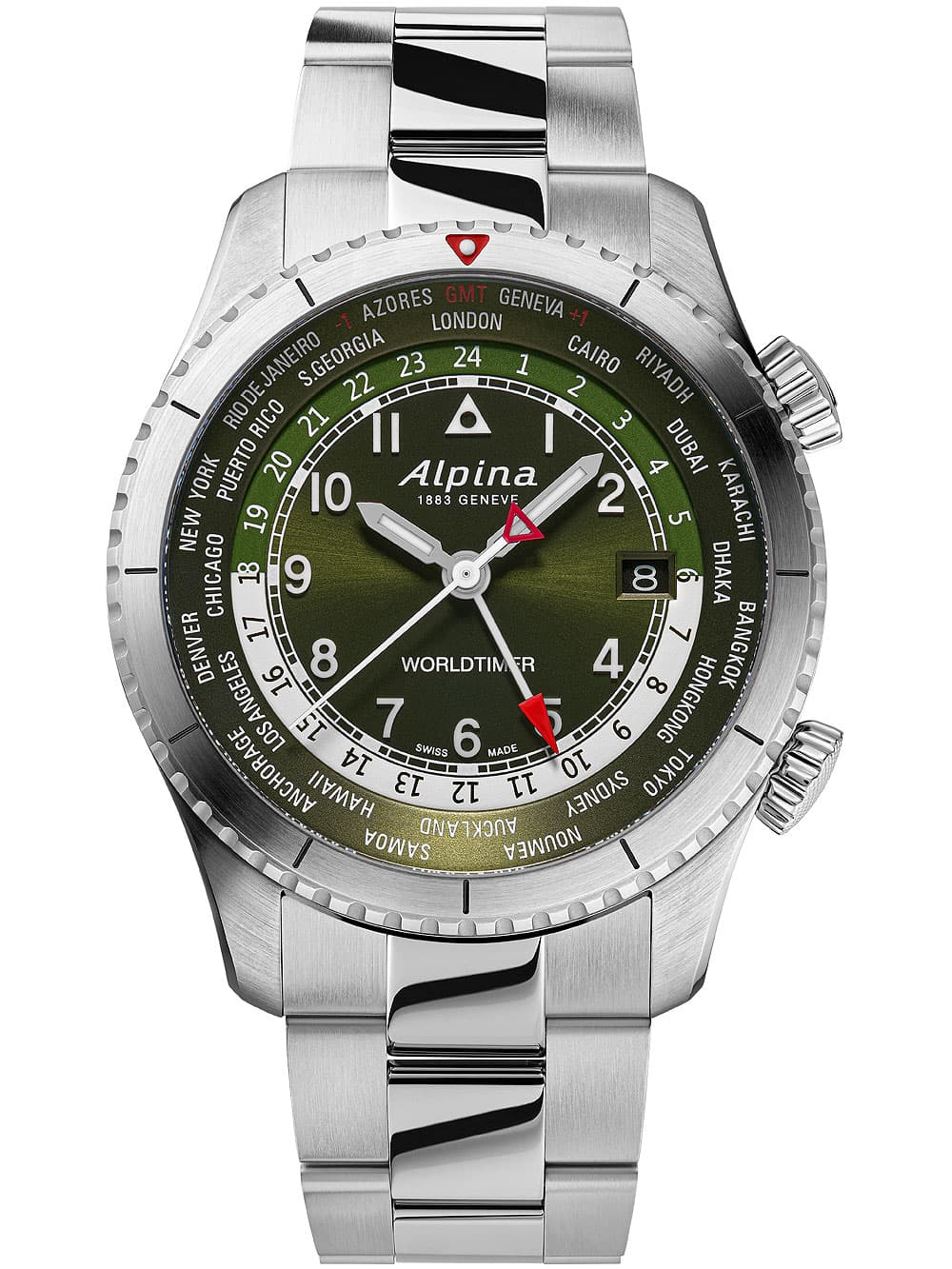 Alpina AL-255GR4S26B Startimer Pilot Worldtimer Herrenuhr 41mm