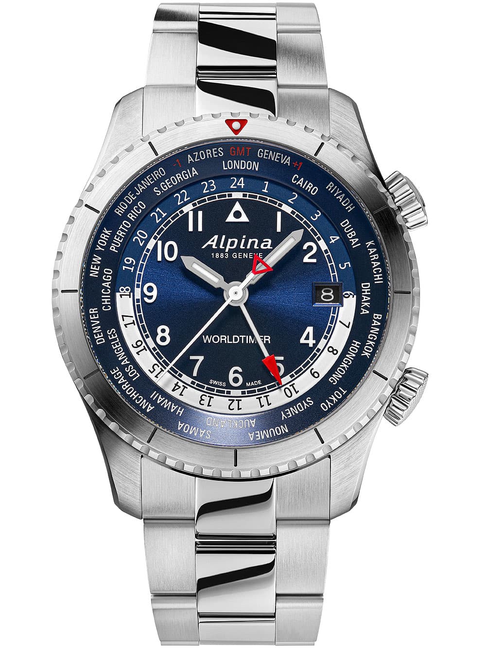 Alpina AL-255N4S26B Startimer Pilot Worldtimer Herrenuhr 41mm