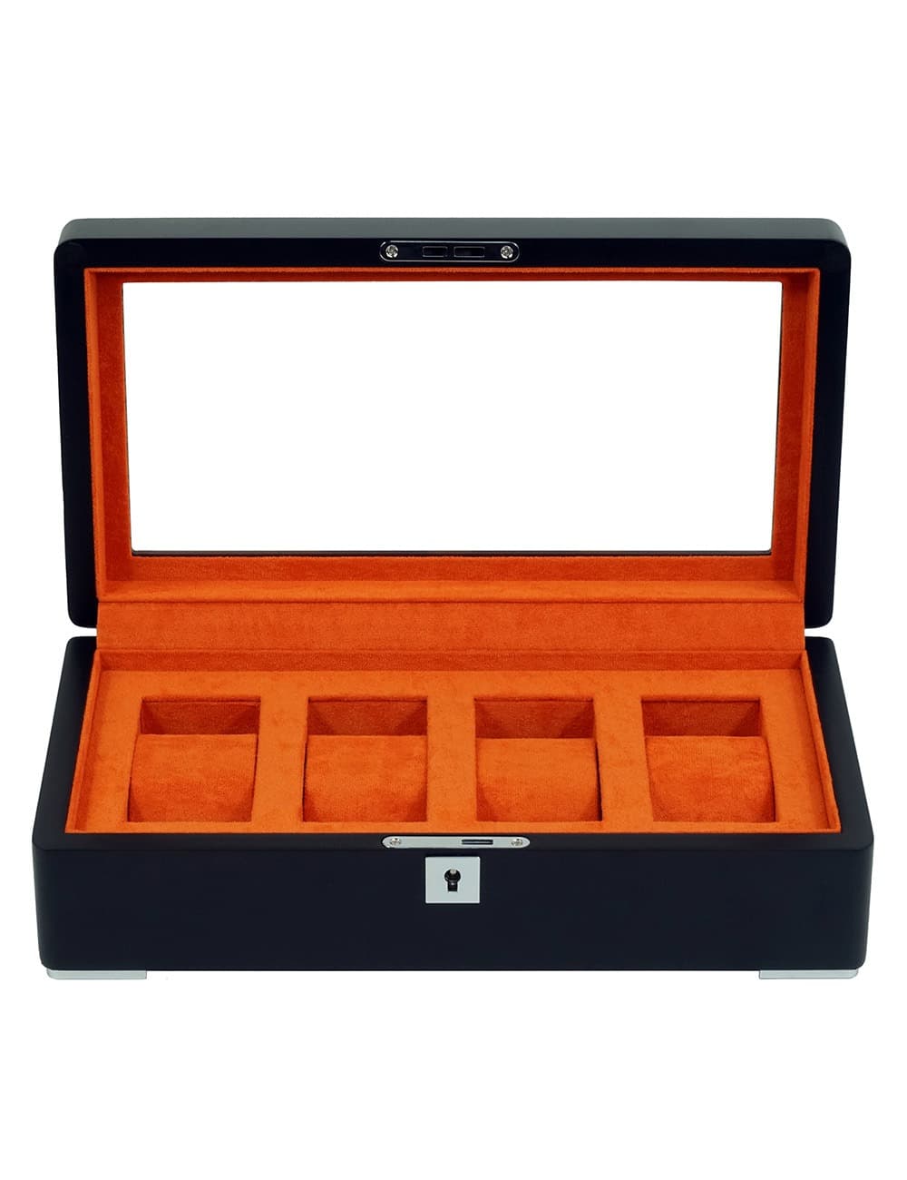Rothenschild RS-3420-4-BL-ORA Uhrenbox schwarz [4] mit Orangem Samt