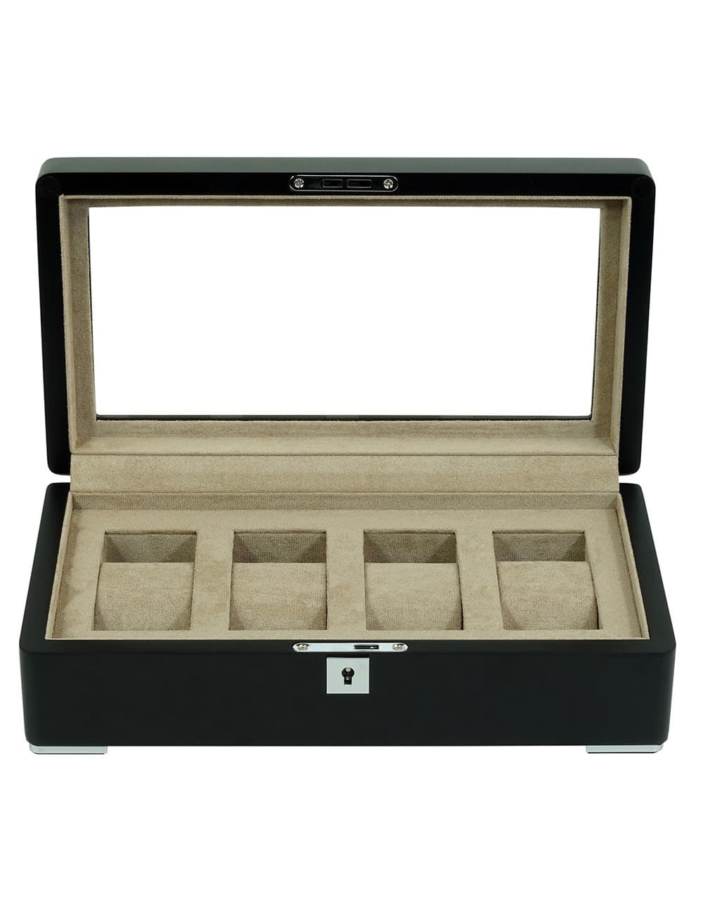 Rothenschild RS-3420-4-BL-TAN Uhrenbox schwarz [4] mit beigem Samt