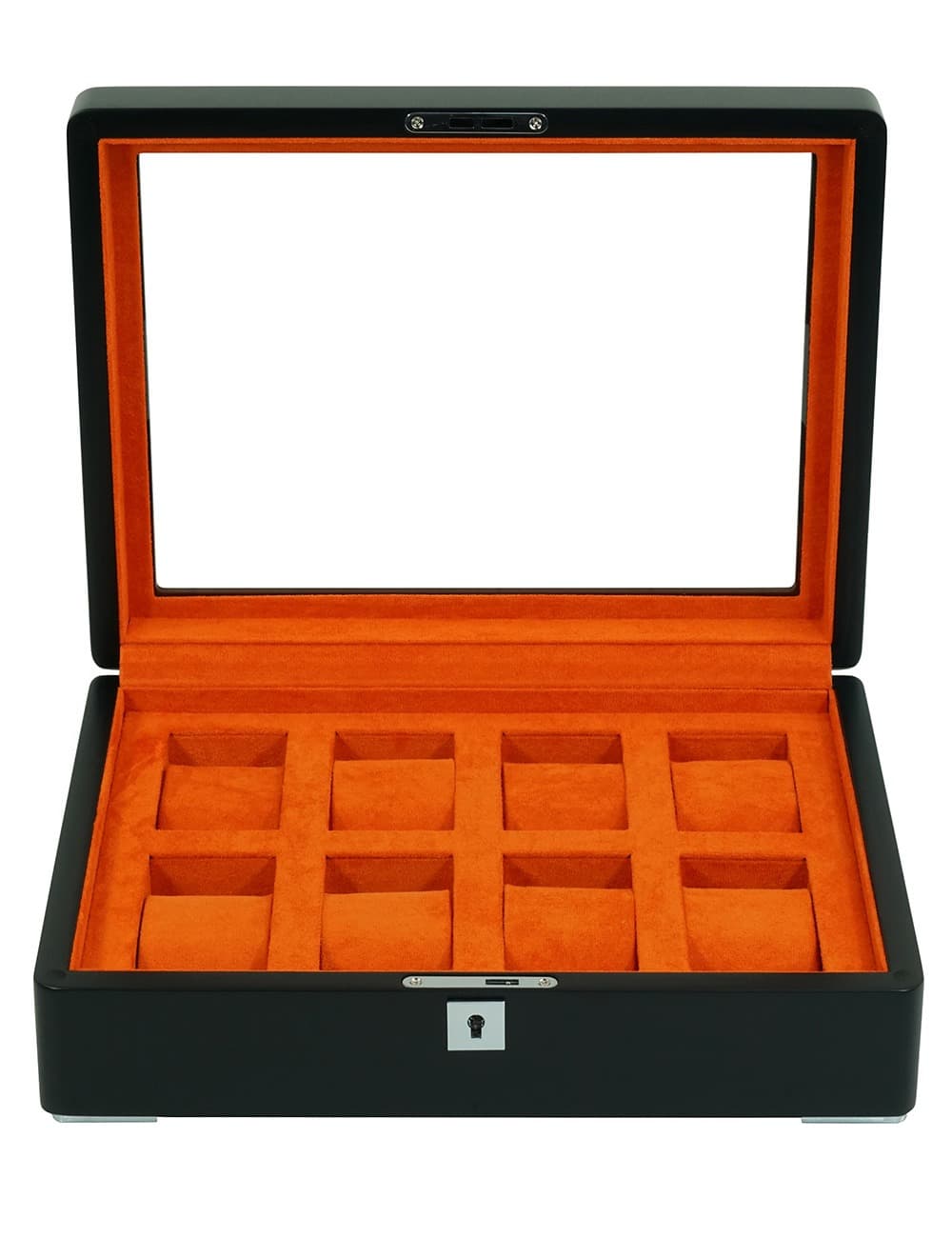 Rothenschild RS-3420-8-BL-ORA Uhrenbox schwarz [8] mit orangem Samt