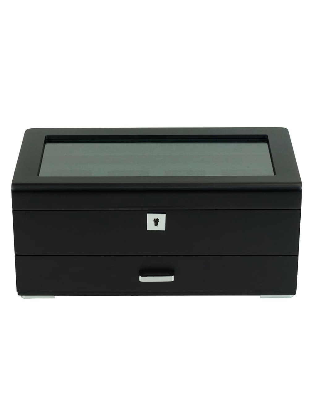 Rothenschild RS-3421-4-BL-GRE Uhrenbox schwarz [4] mit grünem Samt + Schublade