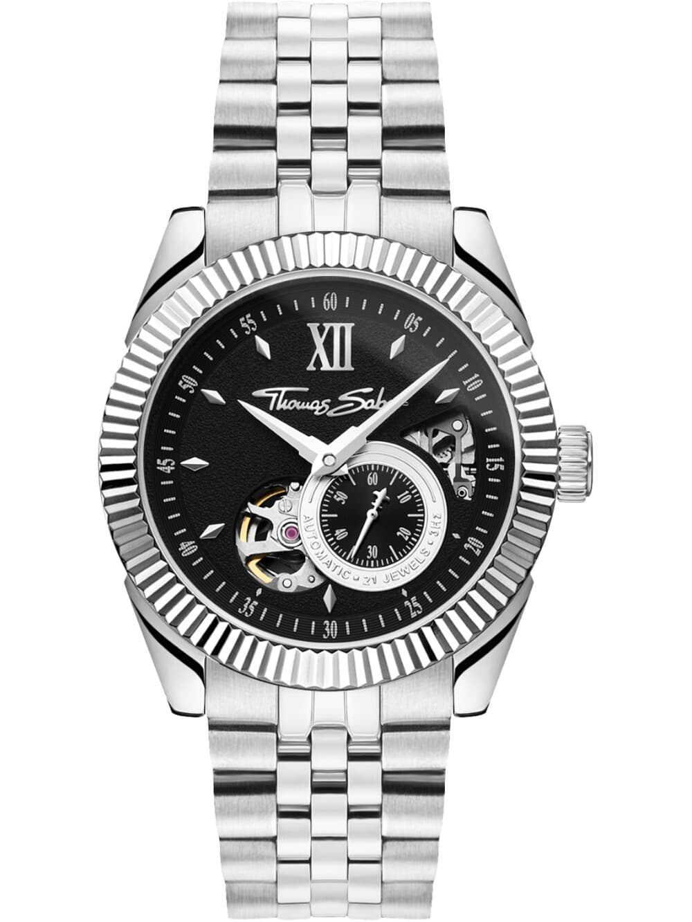 Thomas Sabo WA0411-201-203 Herrenuhr Automatikuhr mit schwarzem Zifferblatt 41mm 5ATM