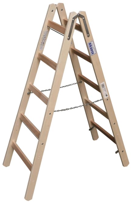 Krause Holz-Sprossen-Doppelleiter 2x5 Arbeitshöhe:ca.2,75m 7,2kg 170071