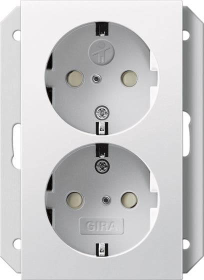 GIRA 273103 SCHUKO-Doppelsteckdose SH f.UP-Dose 1f System 55 Reinweiß glänzend