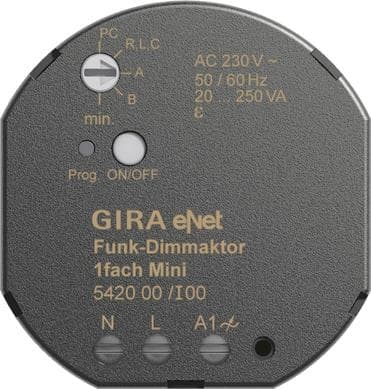 GIRA 542000 eNet Funk Dimmaktor 1fach Mini 20-250VA