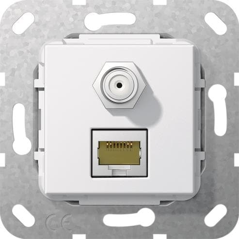 GIRA 569703 Modular Jack RJ45 Cat.6A 10Gbit SAT F-Buchse Kuppl. Reinweiß gl.