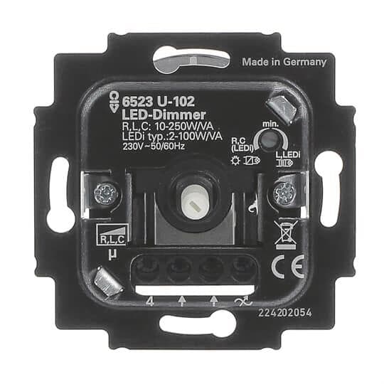 BJ Busch-Dimmer Einsatz UP 6523 U-102 LED universal Drehdimmer 2-100 Watt