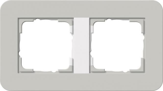 GIRA 0212412 Abdeckrahmen 2fach E3 Grau/Reinweiß glänzend Soft-Touch