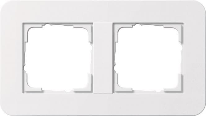 GIRA 0212410 Abdeckrahmen 2fach E3 Reinweiß/Reinweiß glänzend Soft-Touch