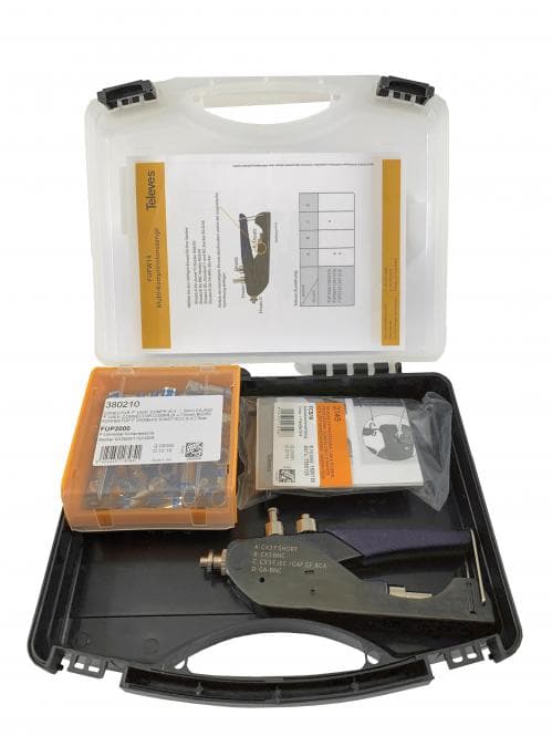 Televes Kompressionstecker-Set FUPS14 50 x FUP2000+ Zange+ Abisolierer 216325