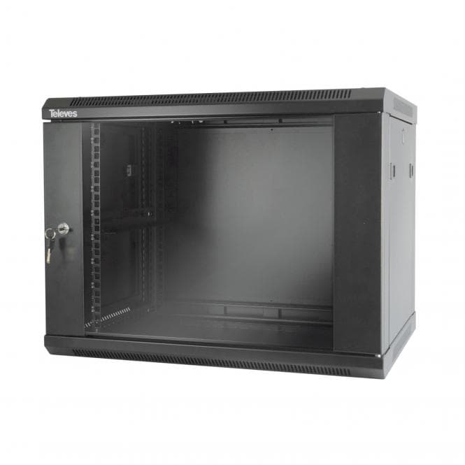 Televes Wandverteiler 19z 8HE MSR198 533108 montiert schwarz RAL 9005