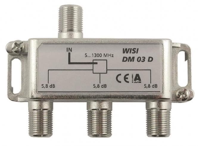 WISI Verteiler 3-fach DM03D 5-1300MHz 5,8dB Klasse A (+10dB)