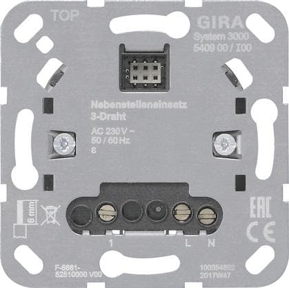 GIRA 540900 S3000 Nebenstelleneinsatz 3-Draht Einsatz