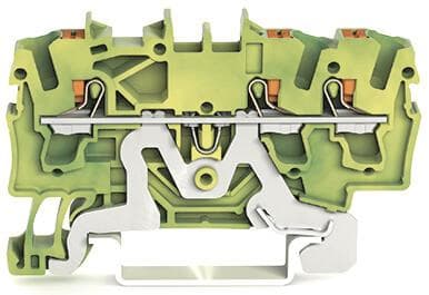 WAGO 2202-1307 3-Leiter-Schutzleiterk- lemme,mit Drücker,2,5 mm²