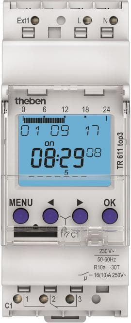 THEB Zeitschaltuhr digital TR611top3 24H/7T mit Gangreserve 2TE 1K 84SP
