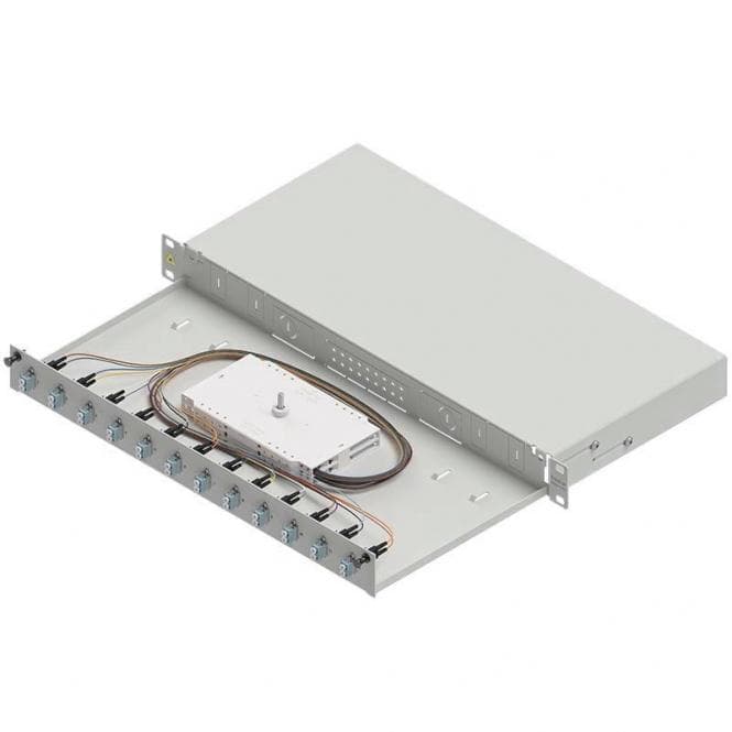 Easylan LWL-Spleißgehäuse Basic SB001248 1HE 12x LC-Duplex Standard OM3 ausziehb.
