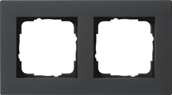 GIRA 0212095 Abdeckrahmen 2fach flach E2 Schwarz matt