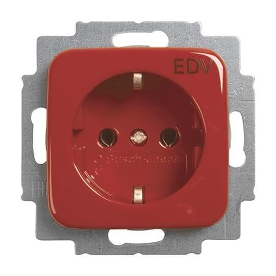 BJ SCHUKO Steckdosen- 20 EUC/DV-217-101 Einsatz rot RAL3020 SI/Reflex