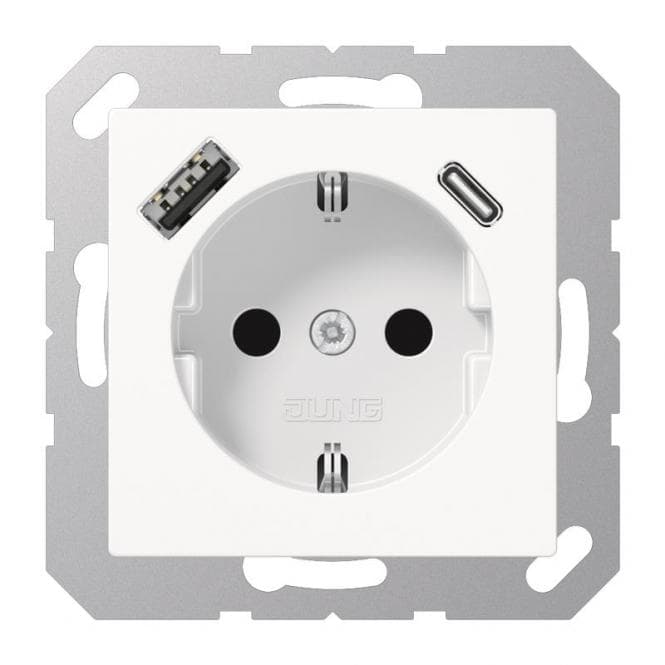 Jung SCHUKOsteckdose m.USB A1520-15CAWW Typ AC alpinweiß