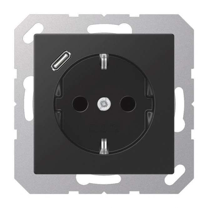 Jung SCHUKOsteckdose m.USB A1520-18CSWM Typ C graphitschwarz matt