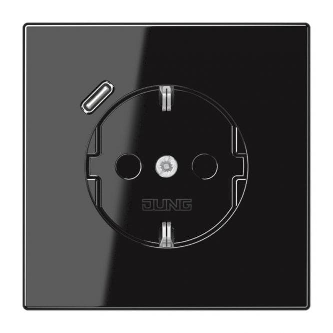 Jung SCHUKOsteckdose m.USB LS1520-18CSW Typ C schwarz