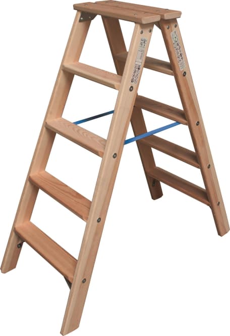 Krause Holz-Stufen-Doppelleiter 2x5 Arbeitshöhe:ca.2,65m 8,0kg 818423