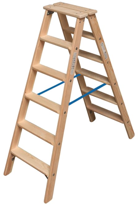 Krause Holz-Stufen-Doppelleiter 2x6 Arbeitshöhe:ca.2,85m 10,2kg 818430