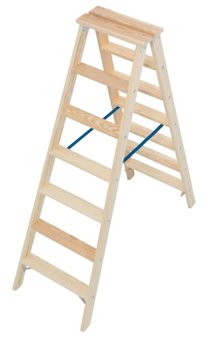 Krause Holz-Stufen-Doppelleiter 2x7 Arbeitshöhe:ca.3,10m 13,2kg 818447