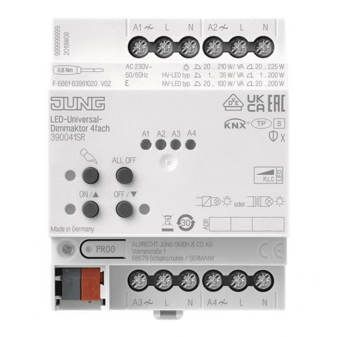 Jung KNX 390041SR LED-Universal-Dimmaktor 4fach