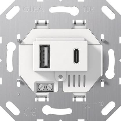 GIRA 234900 USB-Spannungsversorgung 2fach Typ A/C Einsatz Weiß