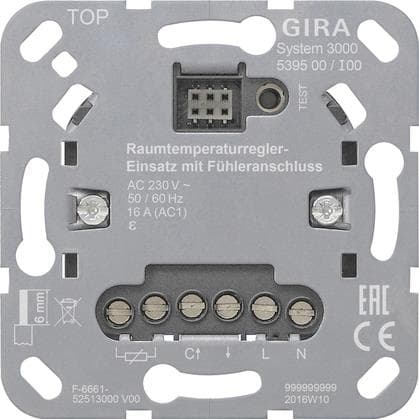 GIRA 539500 S3000 Raumtemperatur- regler-Einsatz+Fühleranschluss Einsatz