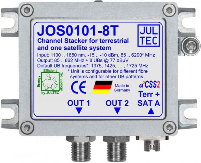 Jultec Einkabelumset. f.1 SAT JOS0101-8T u.Terrestrik 1xGlasfaser FC/PC 8xRec.