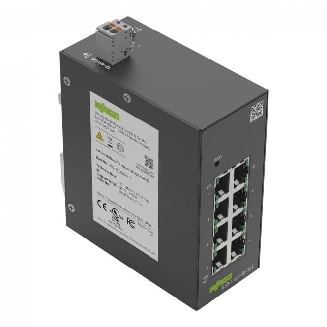 WAGO 852-112/000-001 Industrial-ECO- Switch,8 Ports 100Base-TX,schwarz