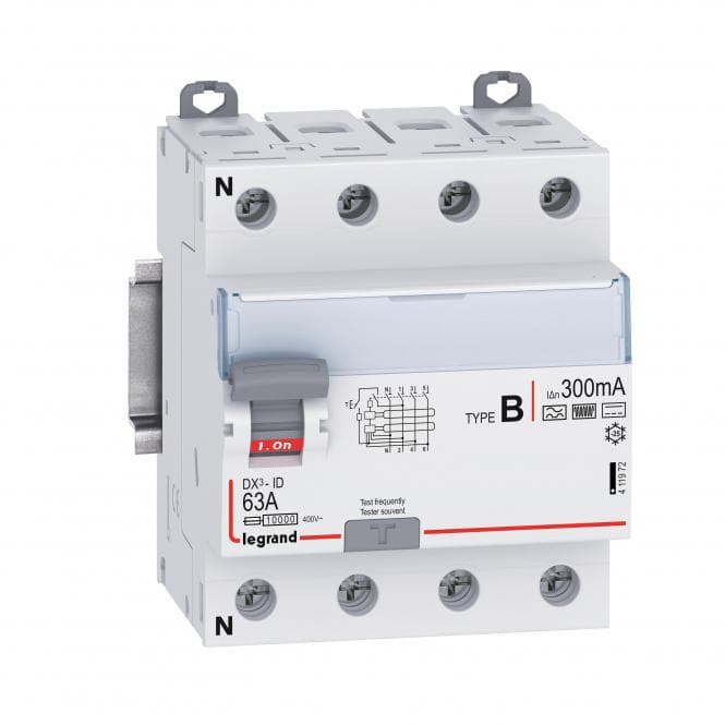 Legrand 411972 DX3 Fi-Schalter 63A 4-polig 300mA Typ B 400VAC N-links 4TE