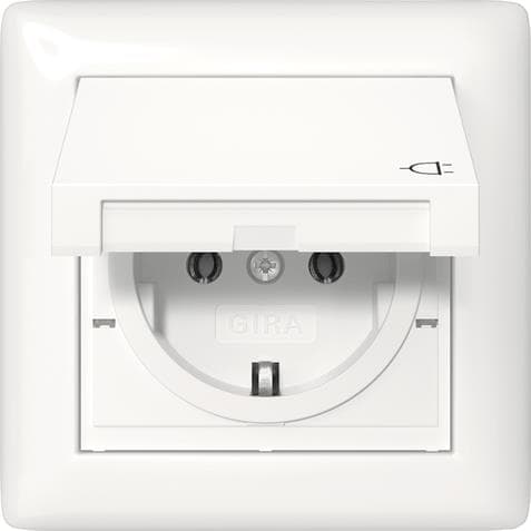 GIRA 415703 SCHUKO-Steckdose KD+Set IP44+Rahmen 1f Standard 55 Reinweiß gl.