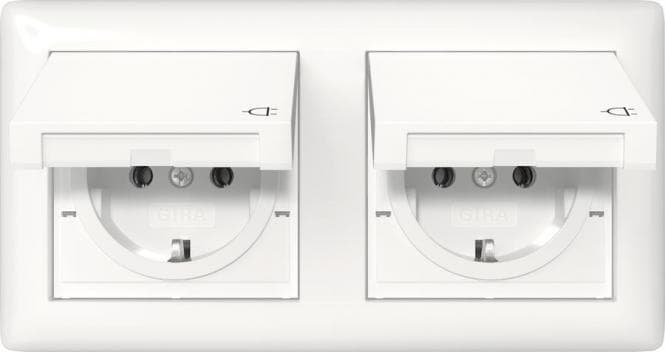 GIRA 415803 SCHUKO-Steckdose KD+Set IP44+Rahmen 2f Standard 55 Reinweiß gl.