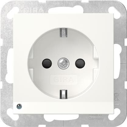 GIRA 417027 SCHUKO-Steckdose LED-Leu.+ Shutter System 55 Reinweiß seidenmatt