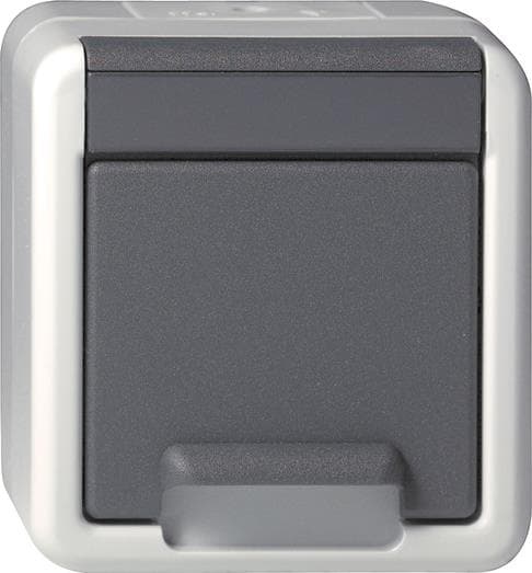 GIRA 444030 SCHUKO-Steckdose Klappdeckel WG AP IP44 Grau