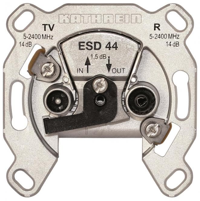 KATH Antennendose Durchgang 2fach ESD 44 2x4-2400MHz AD:15/16dB DD:1,6dB