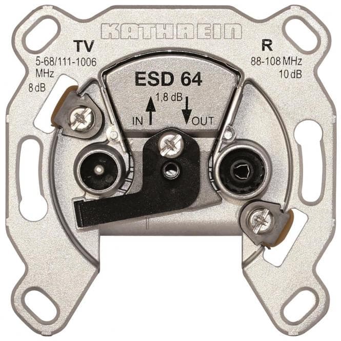 KATH Antennendose Durchgang 2fach ESD 64 4-68/118-862+87-108MHz AD:8dB DD:1,8dB