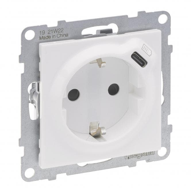 Legrand 765126 SEANO Schuko-Steckdose +USB-C m.Steckklemmen Ultraweiß