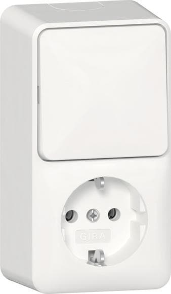 GIRA 417613 Kombi Aus-Wechsel/SCHUKO senkrecht AP Reinweiß